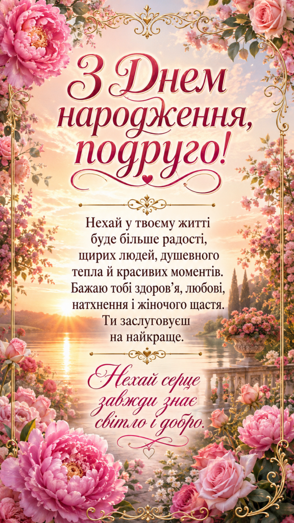 картинка 1 Зворушливі привітання з Днем народження до сліз подрузі — щирі слова та картинки