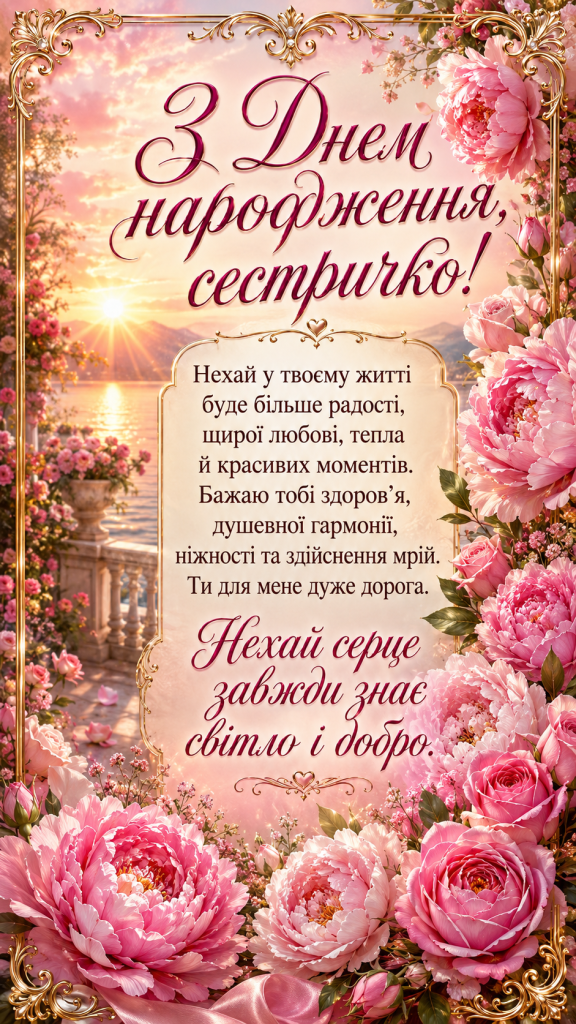 картинка 1 Зворушливі привітання з Днем народження до сліз сестрі — ніжні слова та картинки