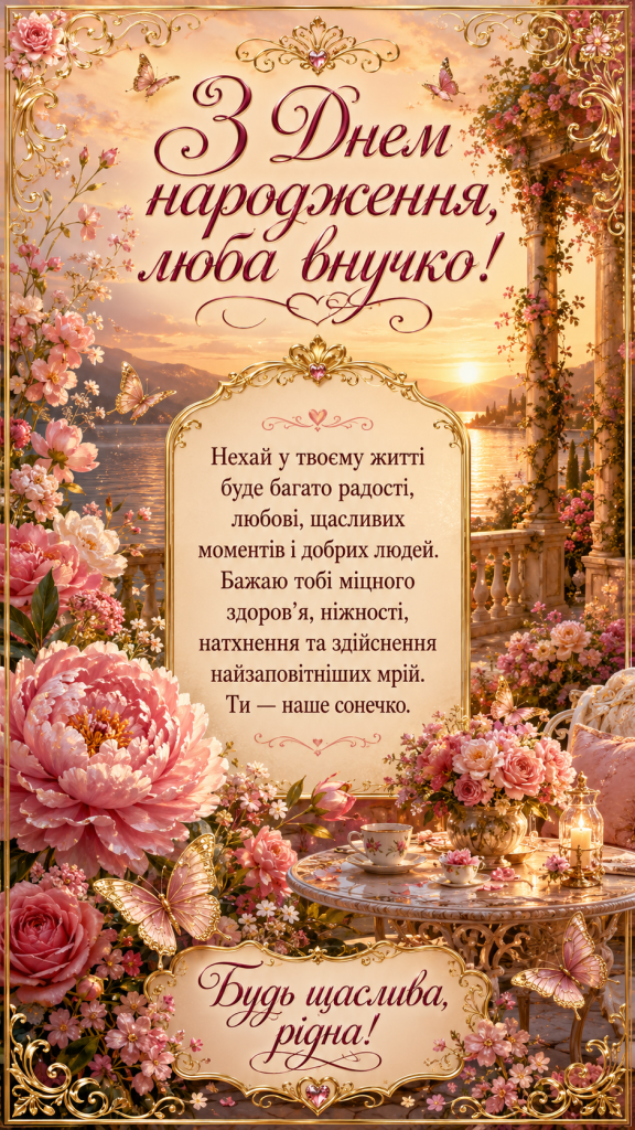 картинка 1 Зворушливі привітання з Днем народження до сліз внучці — милі слова та картинки