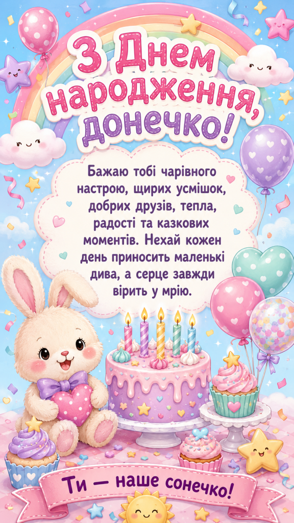 картинка 2 Зворушливі привітання з Днем народження до сліз донечці — теплі слова та картинки