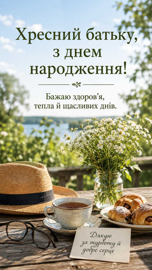 картинка 2 Зворушливі привітання з Днем народження до сліз хресному батьку — поважні слова та картинки