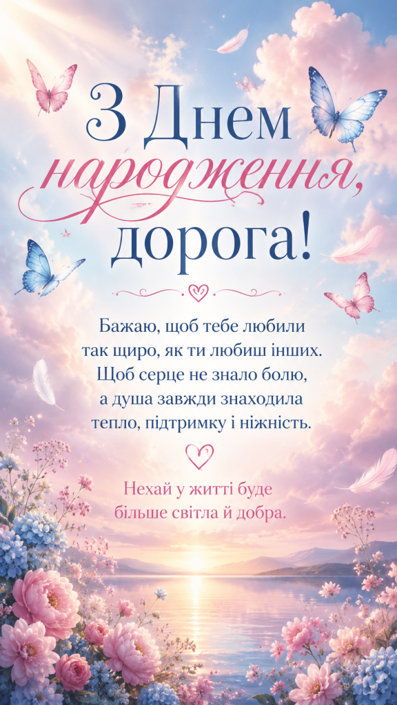 картинка 3 Найкращі зворушливі привітання з Днем народження для жінки своїми словами. Щирі, душевні тексти у прозі та короткі побажання, що торкаються серця.