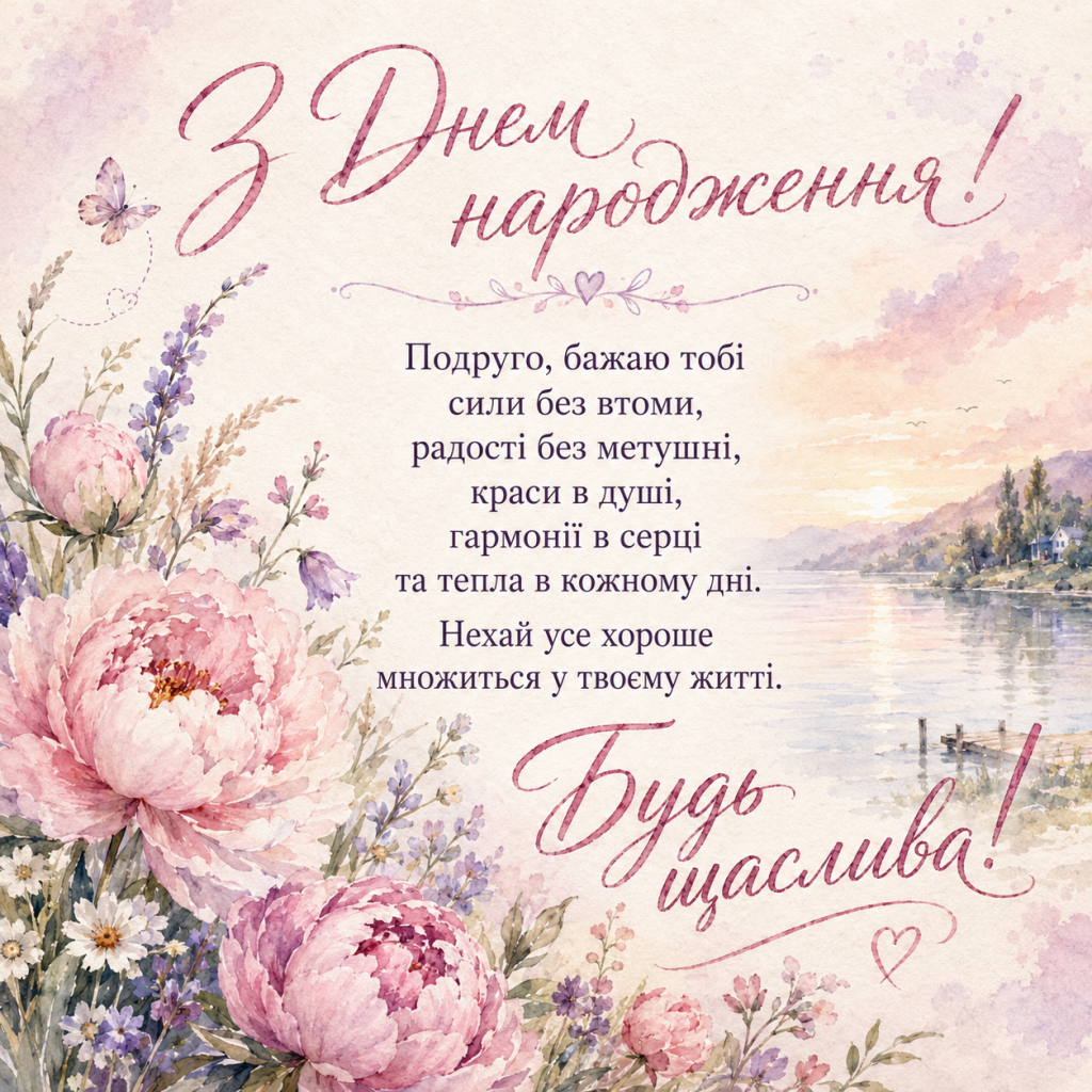 картинка 3 Зворушливі привітання з Днем народження до сліз подрузі — щирі слова та картинки