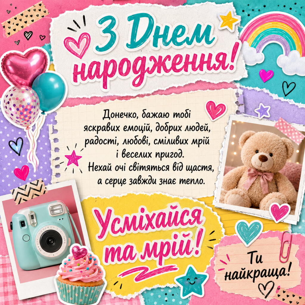 картинка 5 Зворушливі привітання з Днем народження до сліз донечці — теплі слова та картинки